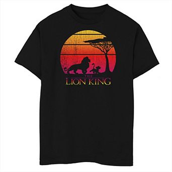 Disney's The Lion King Mufasa And Simba Sunset Walk Boys Husky Graphic Tee