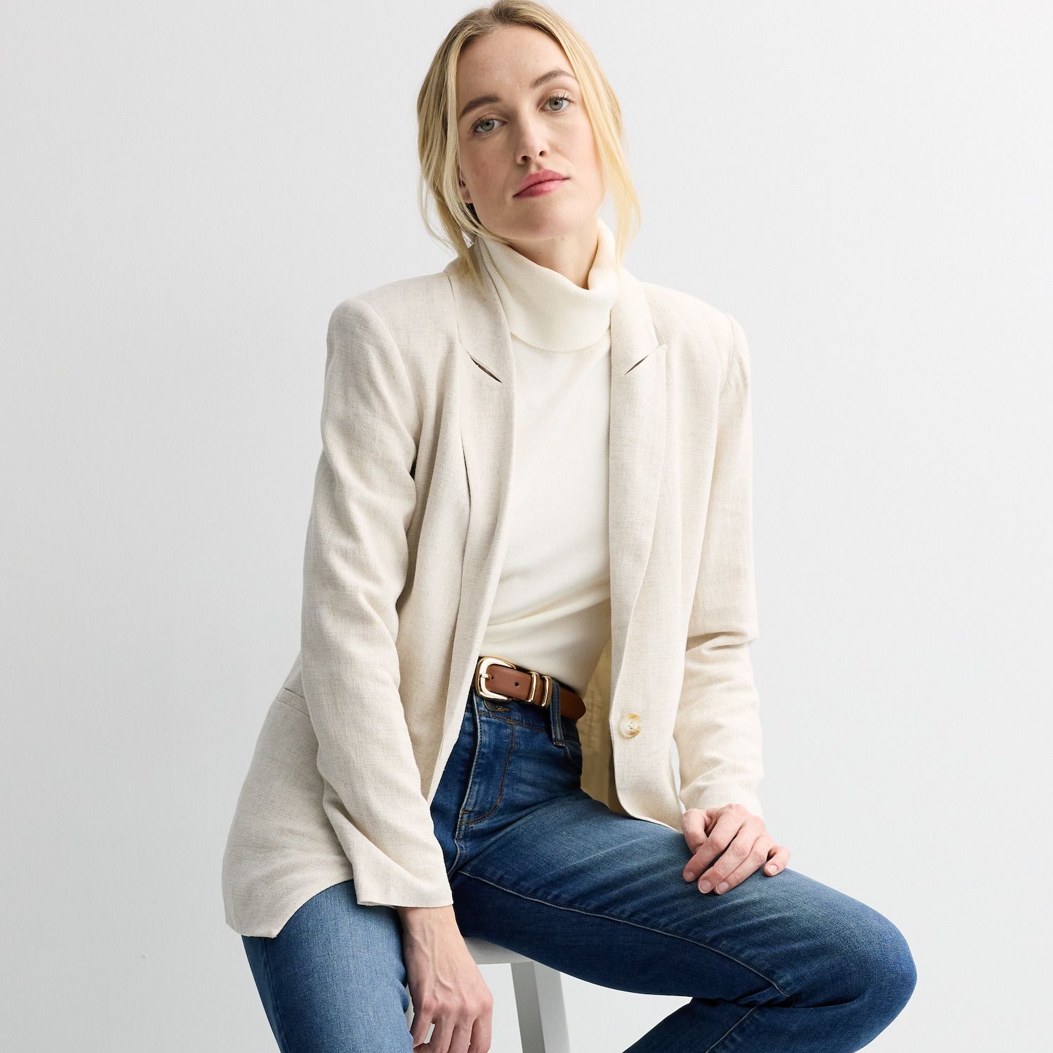 thumbnail image 2 of Women's Ruched Sleeve Blazer – Plain Collared Casual Office Jacket By Janisramone (Multiple Colors) 2 of 3