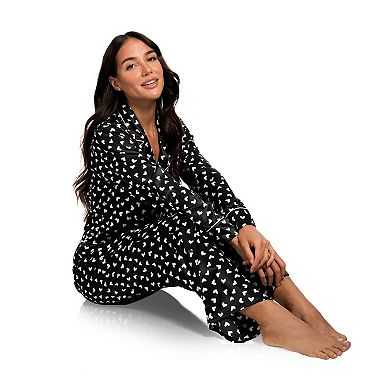 Petite Lilac+London Satin Notch Collar Pajama Top & Pajama Bottoms Set