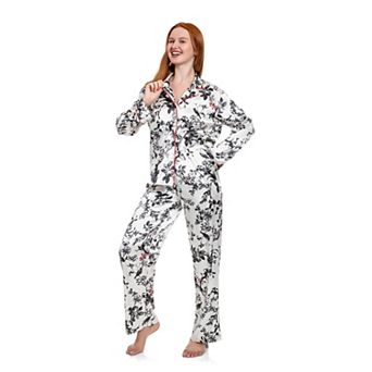 Petite Lilac+London Satin Notch Collar Pajama Top & Pajama Bottoms Set