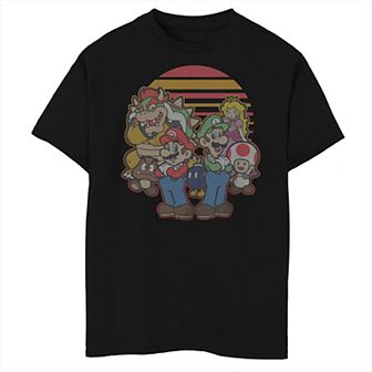 Boys Super Mario Bros Mario And Friends Sunset Group Husky Graphic Tee