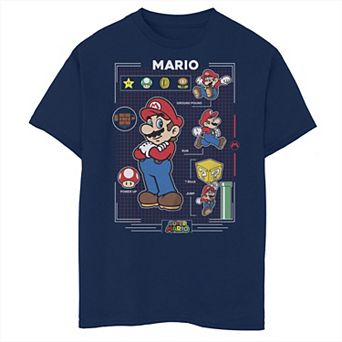 Boys Super Mario Bros Mario Diagram Husky Graphic Tee