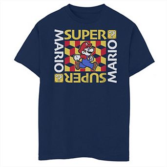 Boys Super Mario Bros Geometric Background Husky Graphic Tee