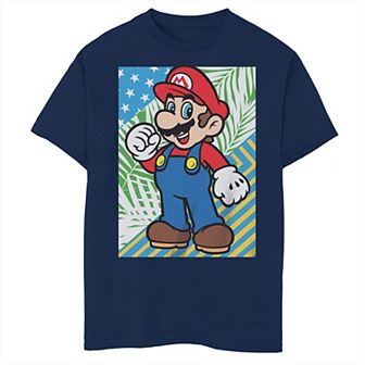 Boys Super Mario Bros Mixed Print Background Husky Graphic Tee