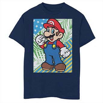 Boys Super Mario Bros Mixed Print Background Husky Graphic Tee