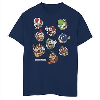 Boys Super Mario Bros Group Bubble Portraits Husky Graphic Tee