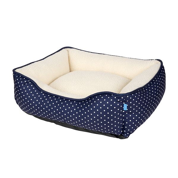 Draper James™ Sherpa Dog Bed - Blue Polka Dot (LARGE)