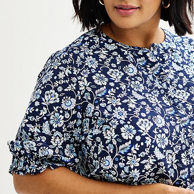 Plus Size Croft & Barrow® Woven Split Neck Top