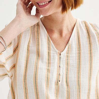 Women’s Croft & Barrow® Split Neck Henley Top