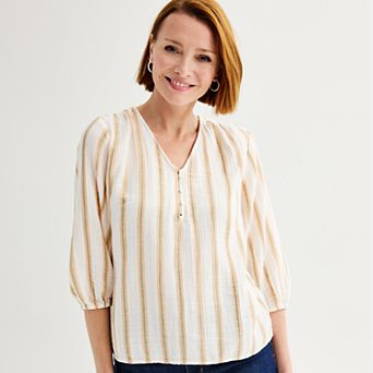 Women’s Croft & Barrow® Split Neck Henley Top