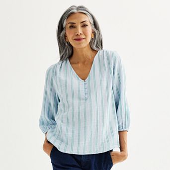 Women’s Croft & Barrow® Split Neck Henley Top