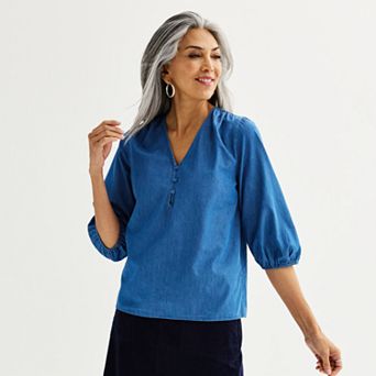 Women’s Croft & Barrow® Split Neck Henley Top