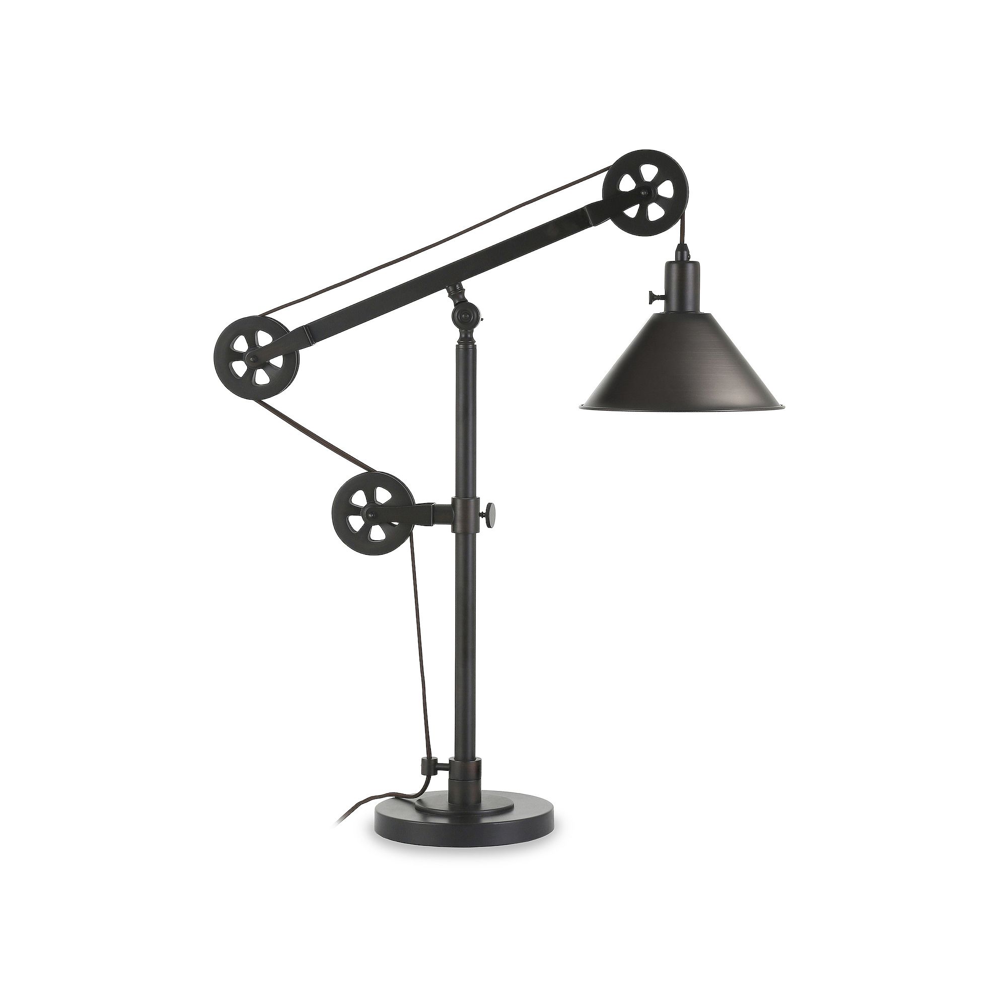 Finley & Sloane Descartes Adjustable Pulley System Metal Table Lamp, Blacke