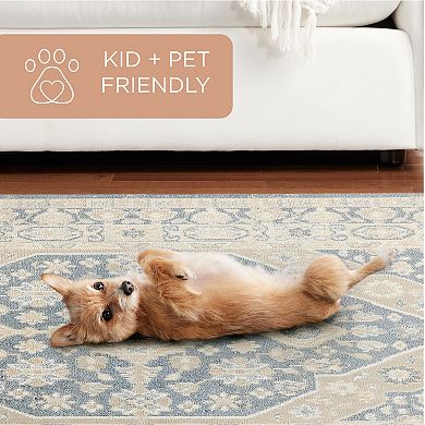 Town and Country Everyday Rein Center Medallion Everwash™ Washable Area Rug with Non-Slip Backing