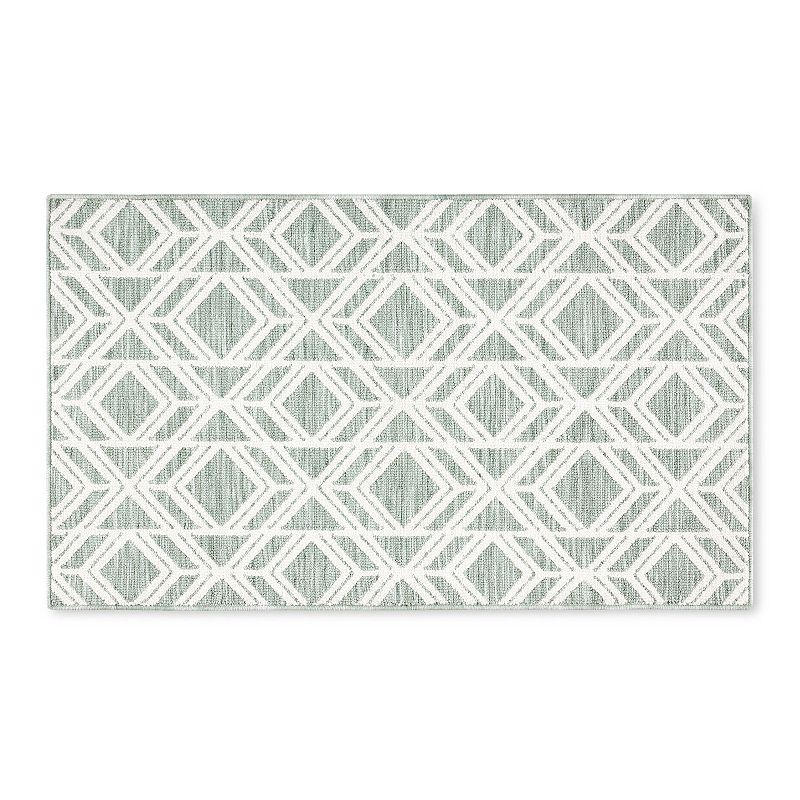 TOWN & COUNTRY EVERYDAY Walker Modern Diamond Everwash™ Washable Multi-Use Decorative Rug  Tufted Kitchen Runner Rug  Low-Profile Door Mat Bath Rug with Non-Slip Backing  Sage Green  24 x72