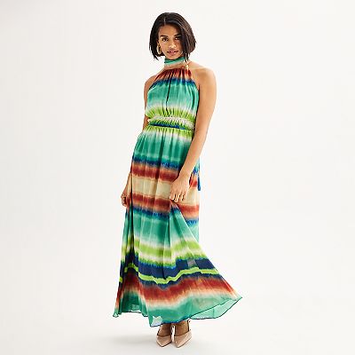 white christmas dresses LONG METALLIC CHIFFON DRESS – Lord & Taylor main image 0