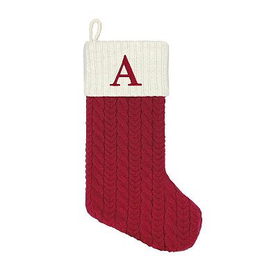 St. Nicholas Square® Red Cable Knit Monogram Christmas Stocking