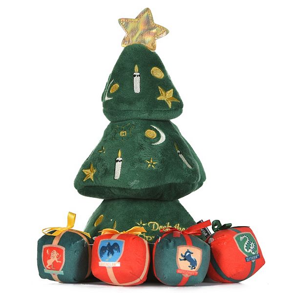 Harry Potter Holiday Tree Burrow Pet Toy with Plush Squeaker House Presents - Multi