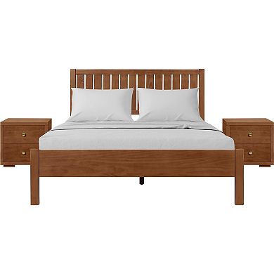 Camden Isle 3-Piece Graham Wooden Platform Bed & Nightstands Set