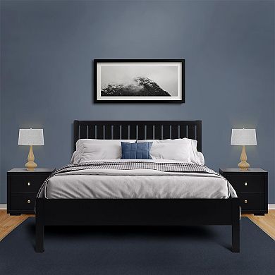 Camden Isle 3-Piece Graham Wooden Platform Bed & Nightstands Set