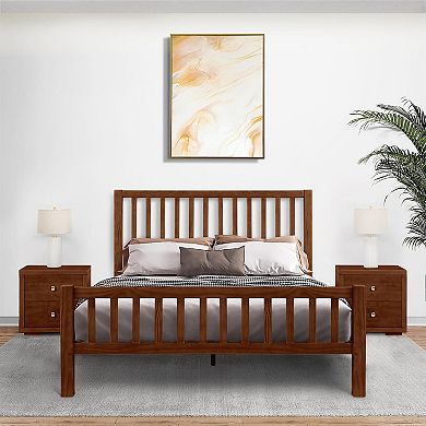 Camden Isle 3-Piece Hampton Wooden Platform Bed & Nightstands Set