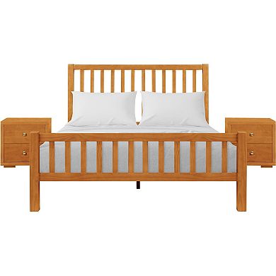 Camden Isle 3-Piece Hampton Wooden Platform Bed & Nightstands Set