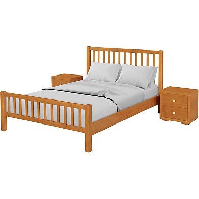 Camden Isle 3-Piece Hampton Wooden Platform Bed & Nightstands Set