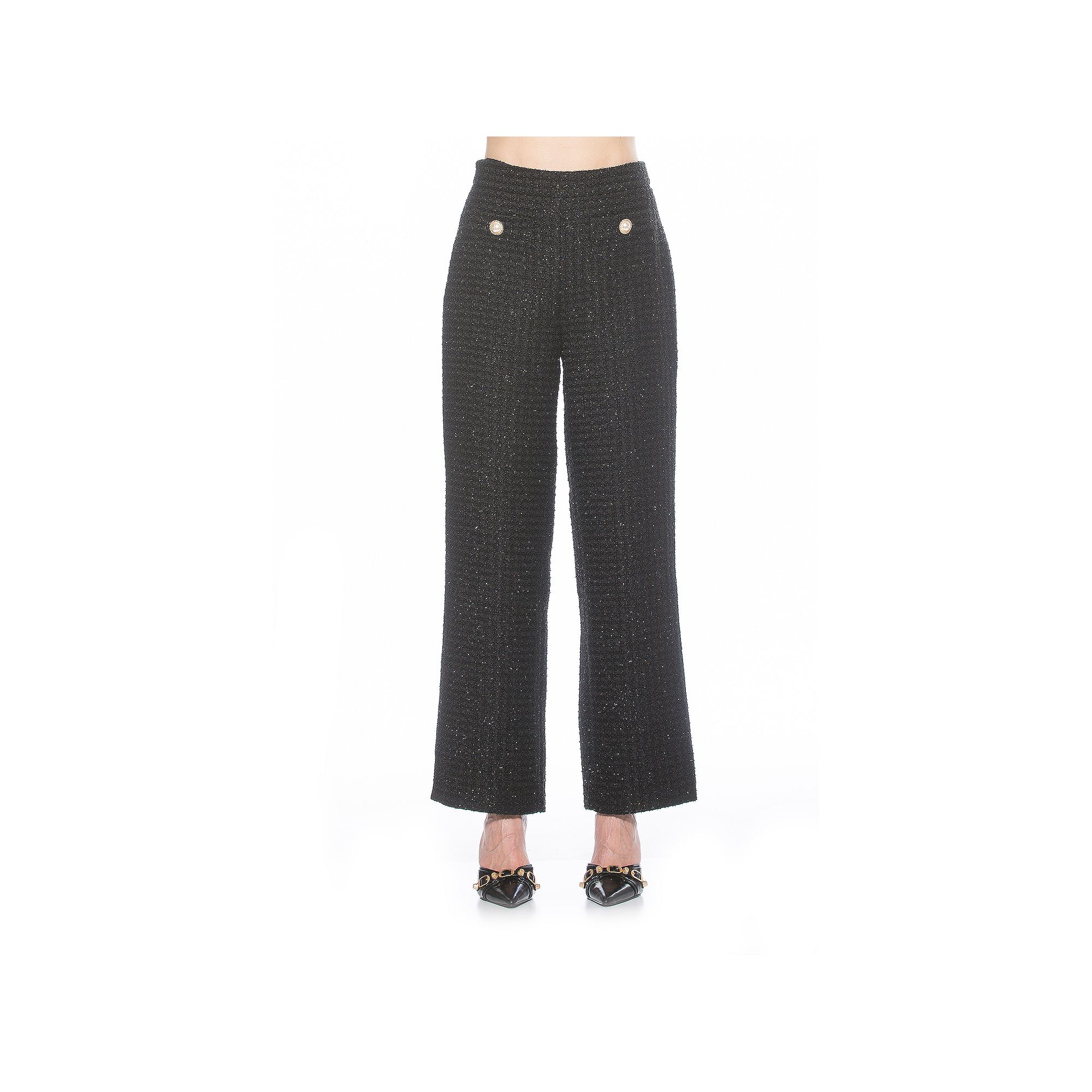 Womens ALEXIA ADMOR Jayden Wide Leg Tweed Pants, Size: 8, Black