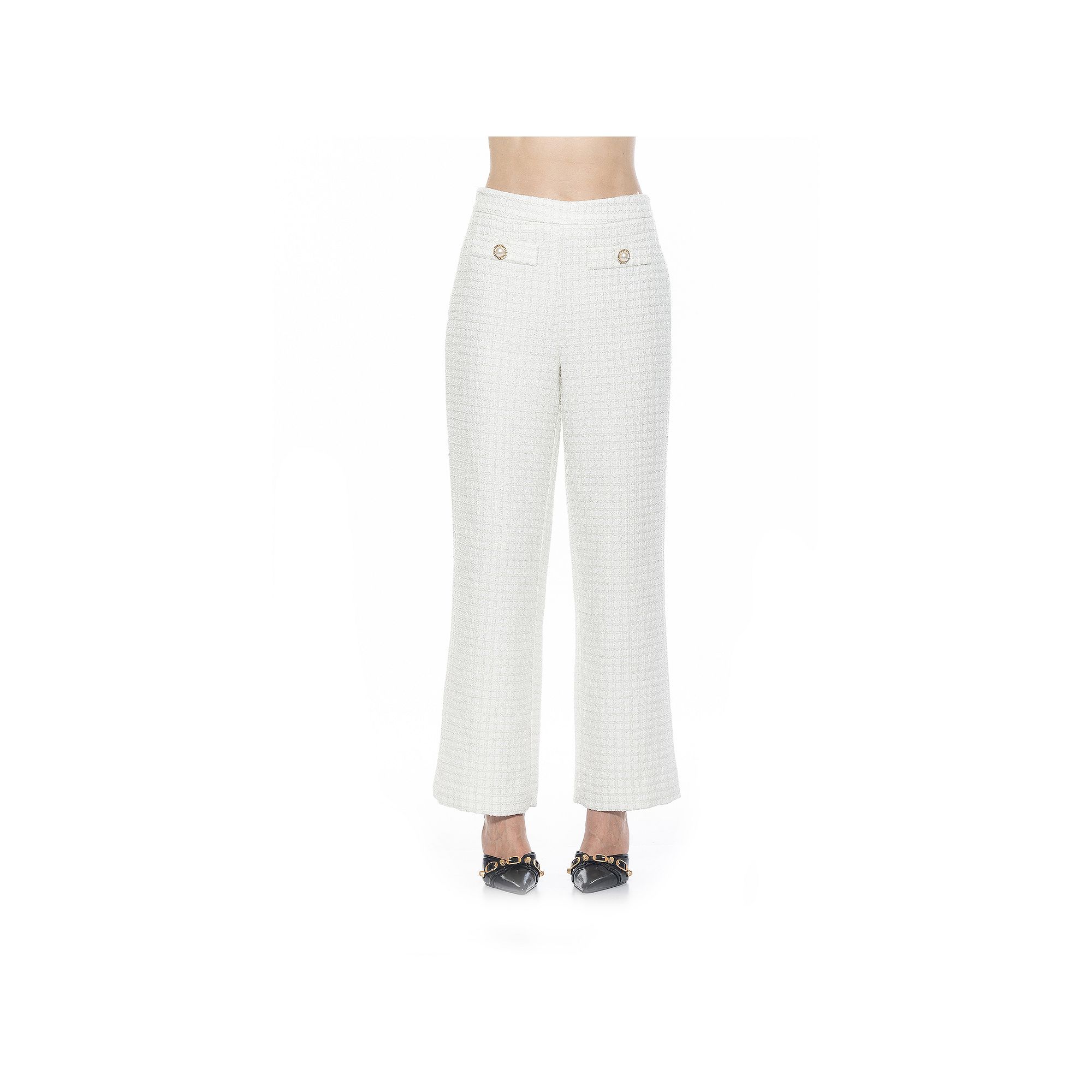 Womens ALEXIA ADMOR Jayden Wide Leg Tweed Pants, Size: 4, Ivory