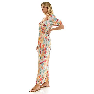 Juniors' Lily Rose Short Sleeve Juliet Waist Jumpsuit