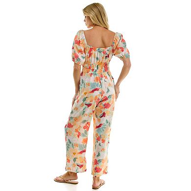 Juniors' Lily Rose Short Sleeve Juliet Waist Jumpsuit