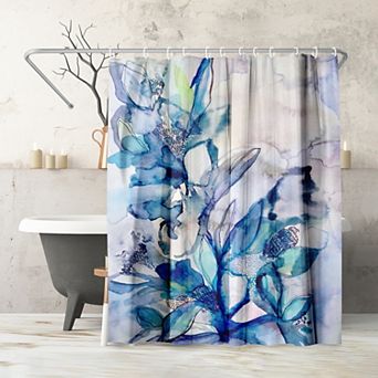 Americanflat Aqua Floral Shower Curtain