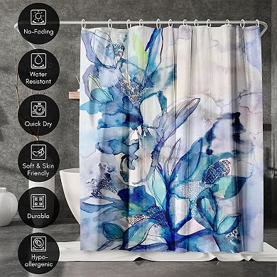 Americanflat Aqua Floral Shower Curtain