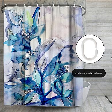 Americanflat Aqua Floral Shower Curtain