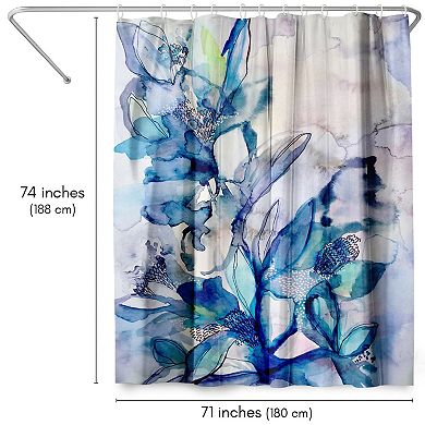 Americanflat Aqua Floral Shower Curtain