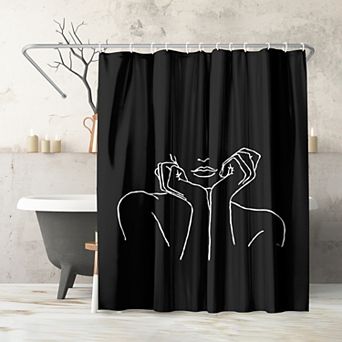 Americanflat Thinking Black Shower Curtain