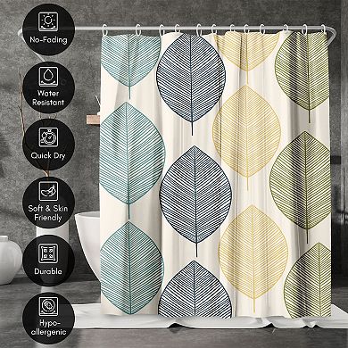 Americanflat Leaves Multicolor Shower Curtain