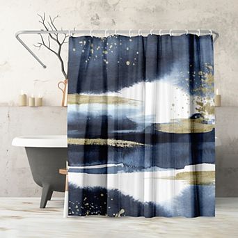 Americanflat Abstract Navy Gold Shower Curtain