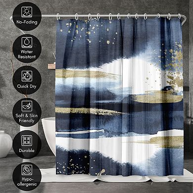 Americanflat Abstract Navy Gold Shower Curtain