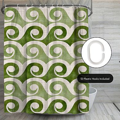 Americanflat Retro Waves In Green Shower Curtain