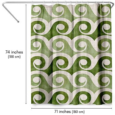 Americanflat Retro Waves In Green Shower Curtain