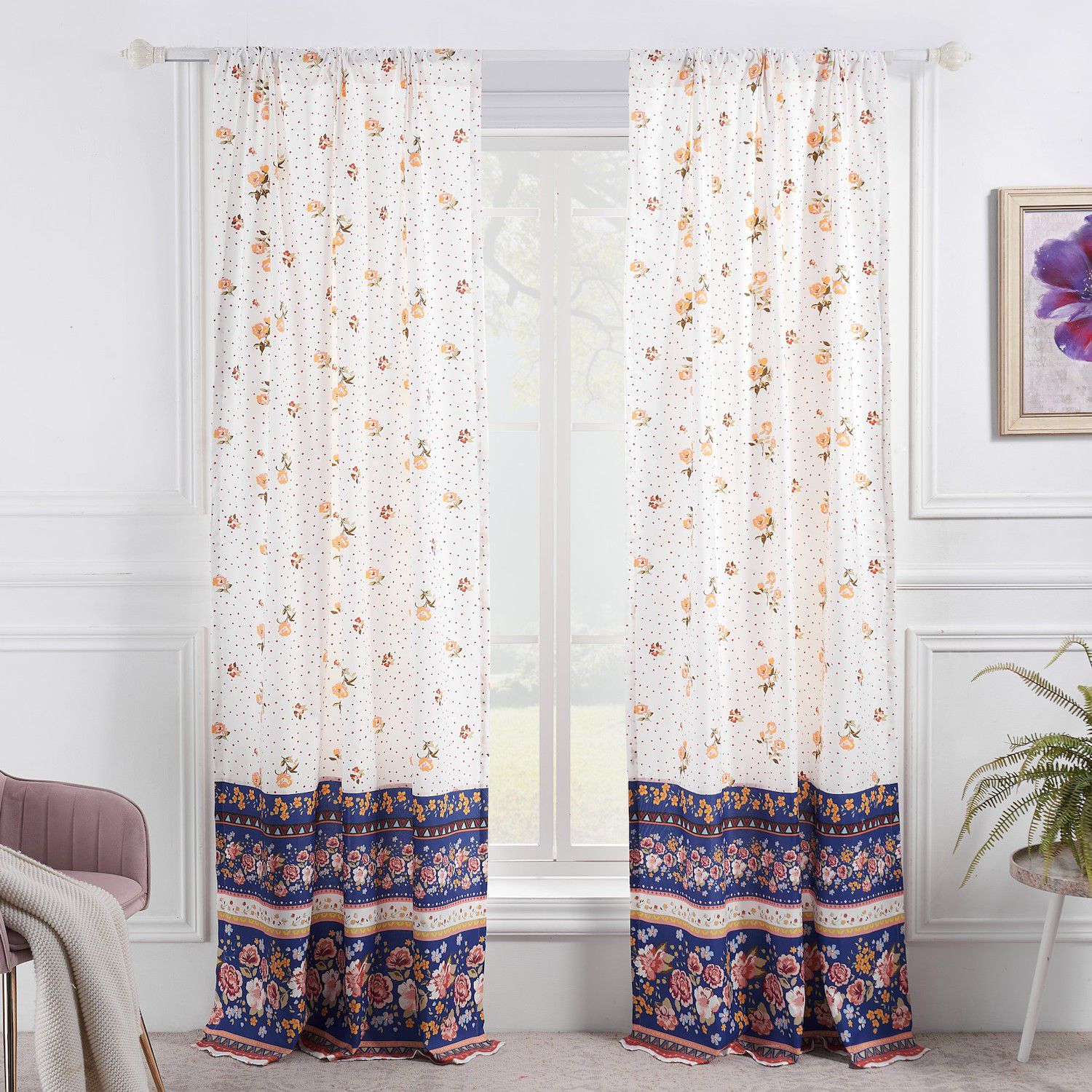 Tenda Minnie in cotone per finestra con asole