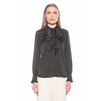 Women's ALEXIA ADMOR Brooks Silky Ruffle Blouse