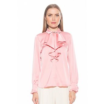 Women's ALEXIA ADMOR Brooks Silky Ruffle Blouse