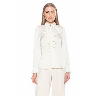 Women's ALEXIA ADMOR Brooks Silky Ruffle Blouse