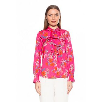 Women's ALEXIA ADMOR Brooks Silky Ruffle Blouse