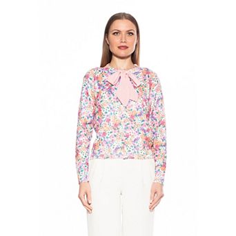 Women's ALEXIA ADMOR Calix Floral Knit Cardigan with Bow Detail