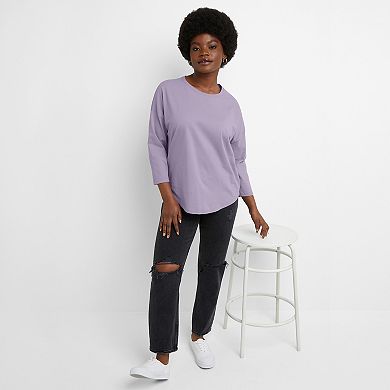 Women's Hanes® Essentials Cotton Three-Quarter Sleeve T-Shirt
