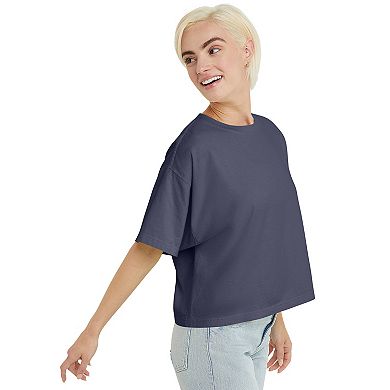 Women's Hanes® Garment Dyed Cropped Cotton T-Shirt