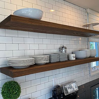 Joel's Antiques Floating Wall Shelf, Solid Pine, Classic, Easy Install, Sturdy, 2x12x72 Black